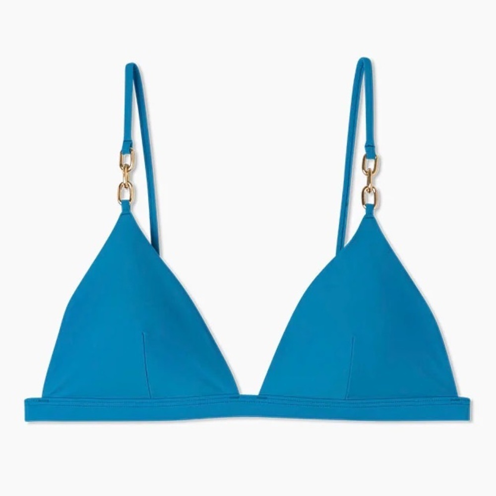 NWT Summersalt The Chain-Shoulder bright blue turquoise Triangle Bikini Top